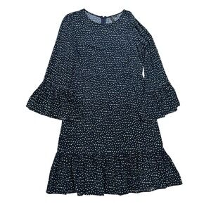 Y.A.S Navy Floral Midi Dress Ruffle‎ Sleeve Tiered Hem Boho Size S